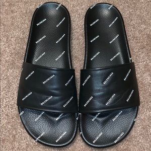 Balenciaga Logo-Print Pool Slide Sandals